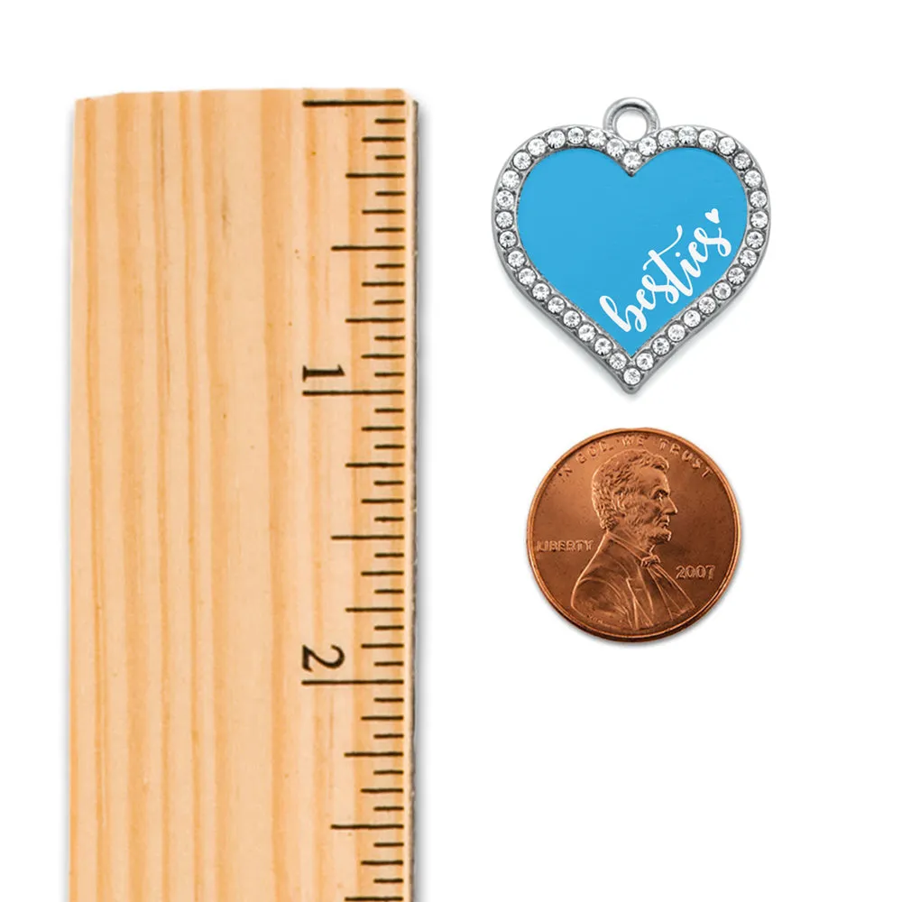 Silver Besties - Blue Open Heart Charm Toggle Bracelet