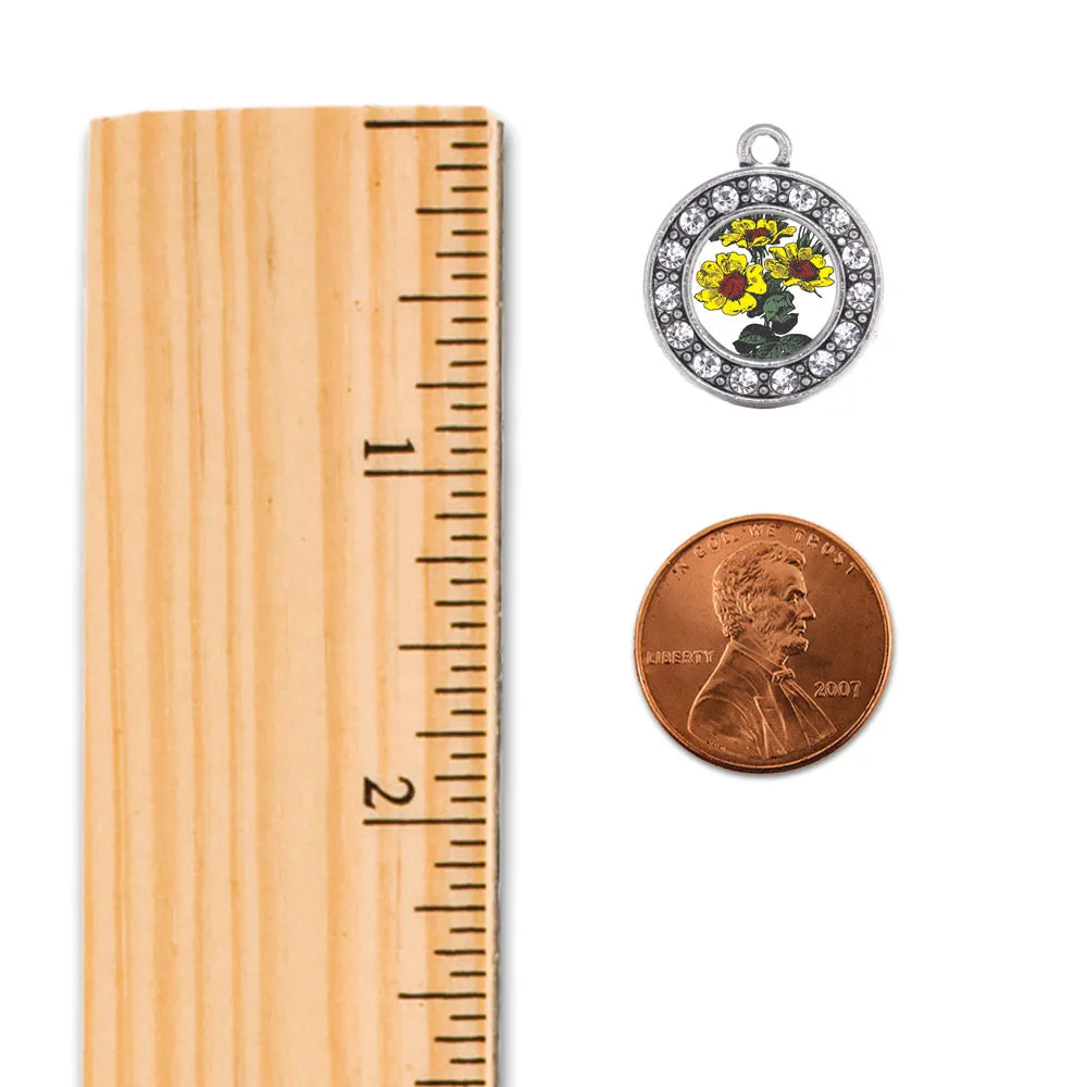 Silver Coreopsis Flower Circle Charm Toggle Bracelet