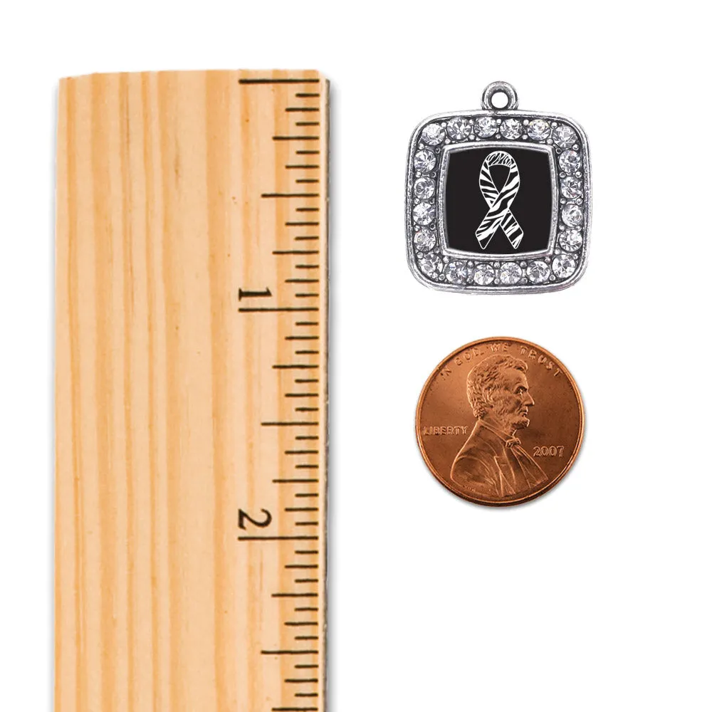 Silver EDS Awareness Square Charm Toggle Bracelet