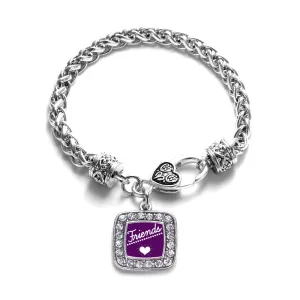 Silver Friends Square Charm Braided Bracelet