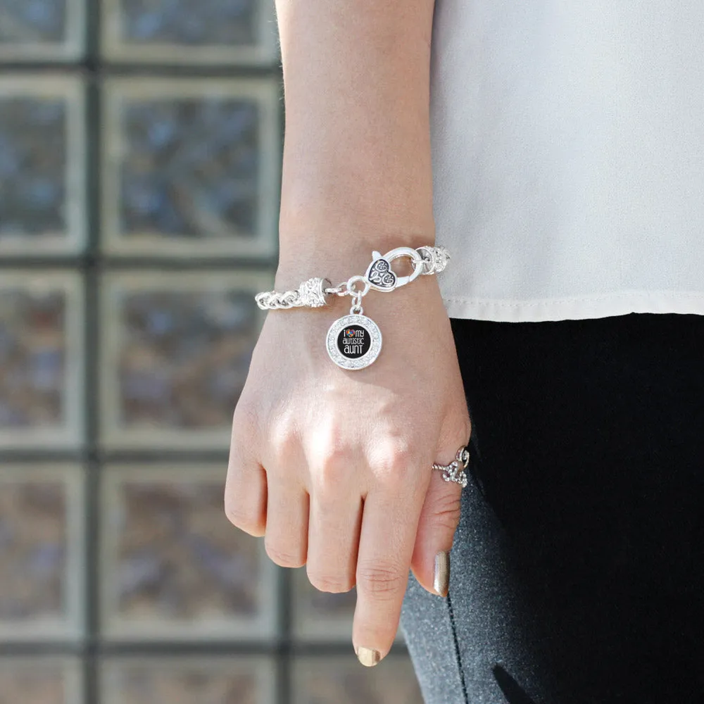 Silver I Love My Autistic Aunt Circle Charm Braided Bracelet