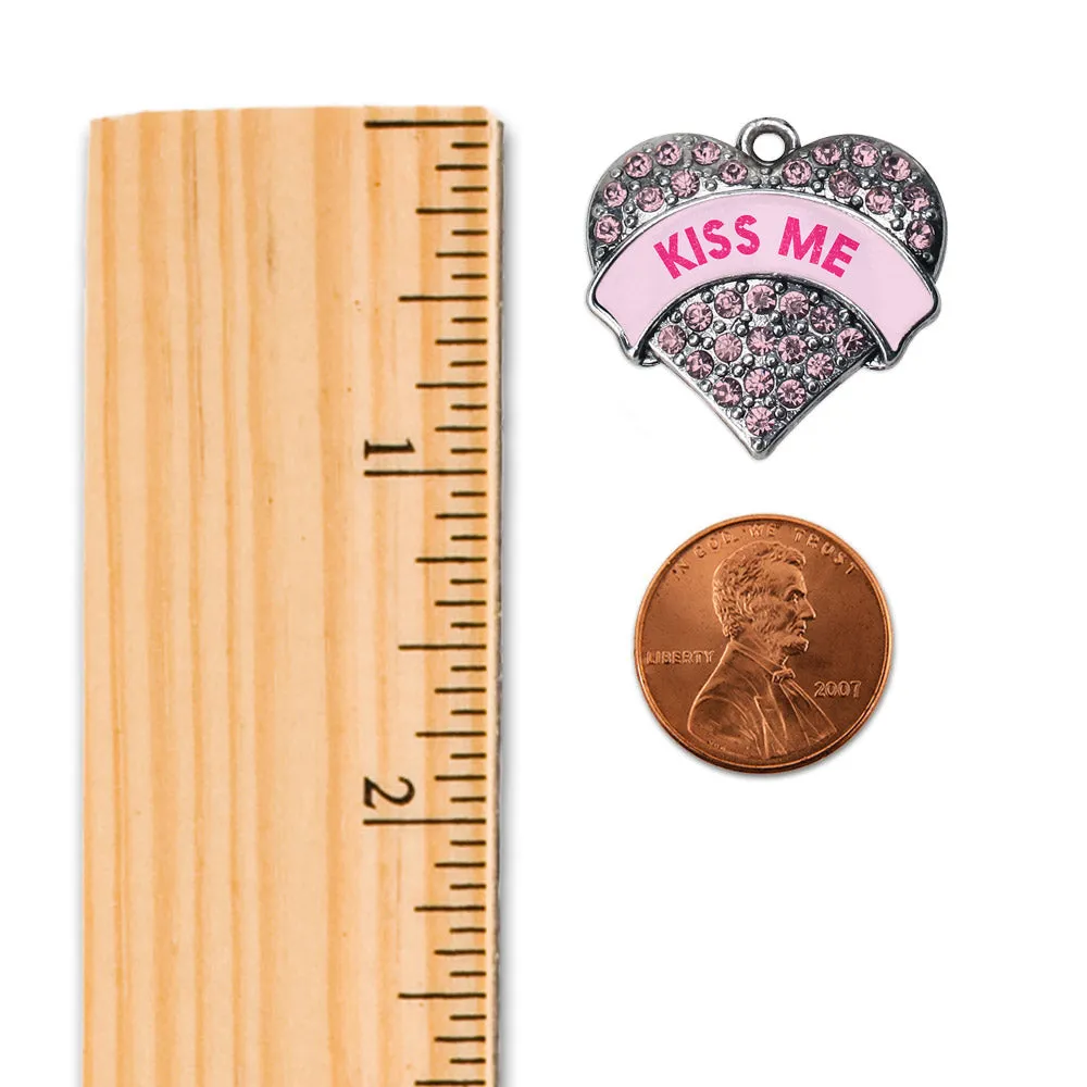 Silver Kiss Me Candy Pink Pink Pave Heart Charm Toggle Bracelet