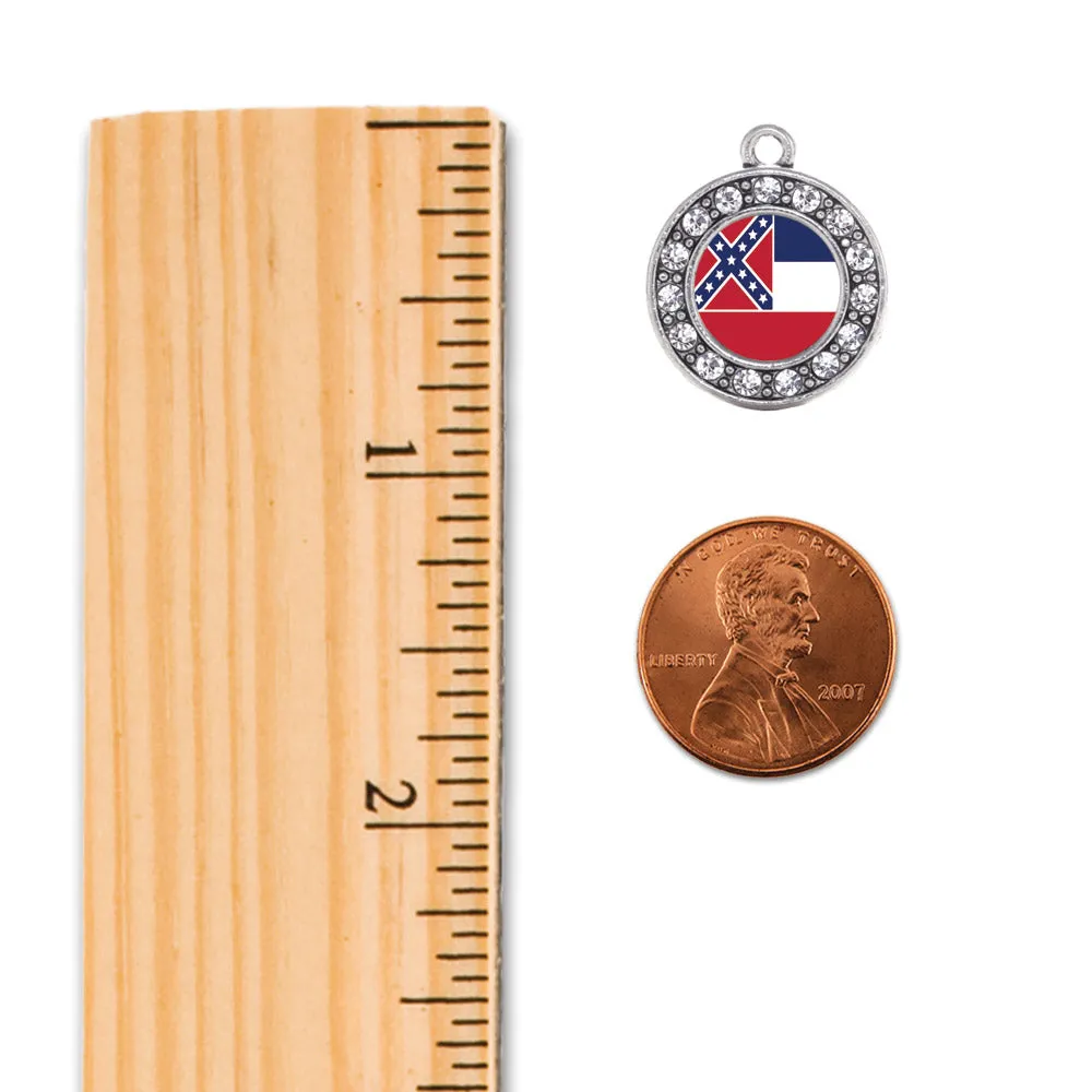 Silver Mississippi Flag Circle Charm Toggle Bracelet