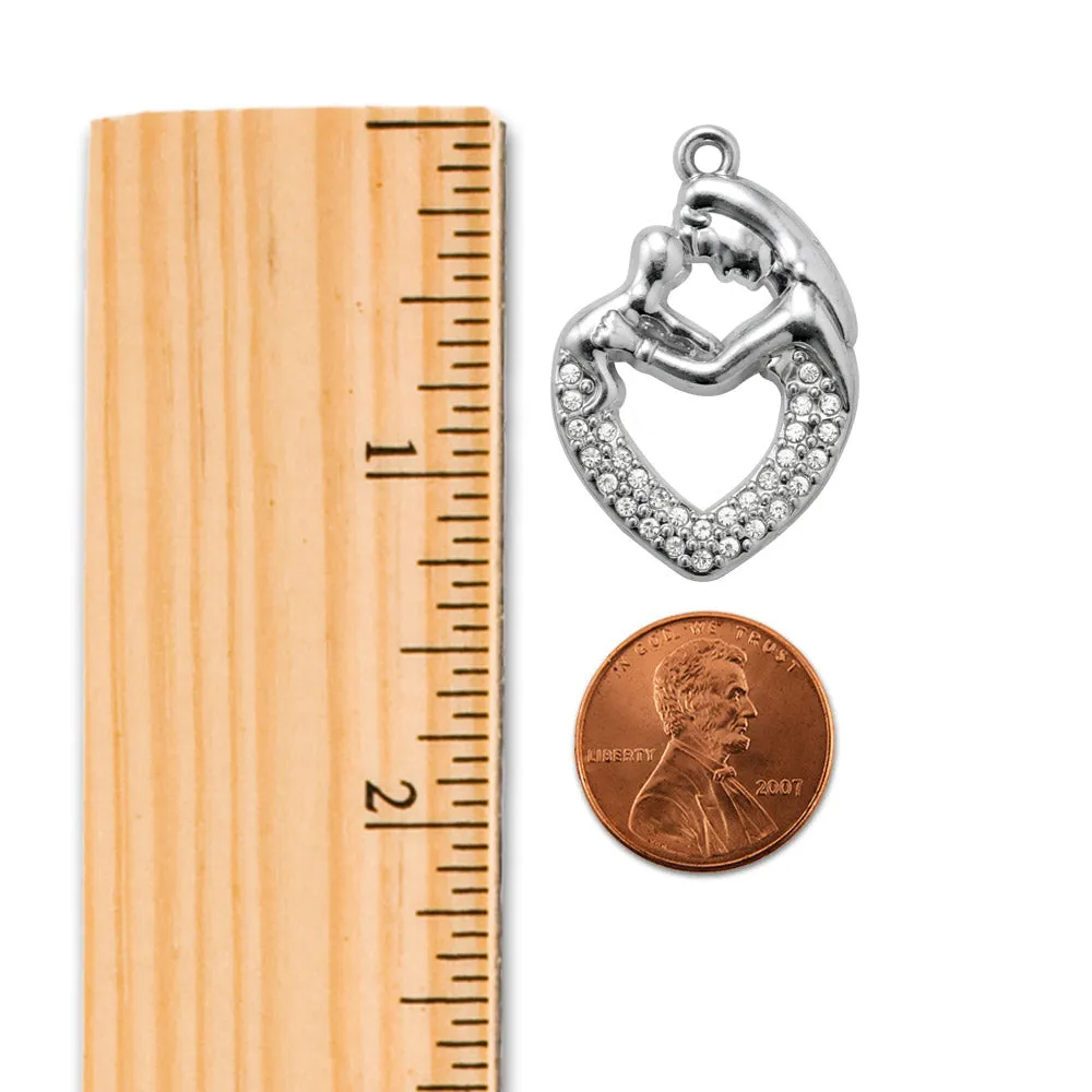 Silver Mother and Child Charm Braided Bracelet