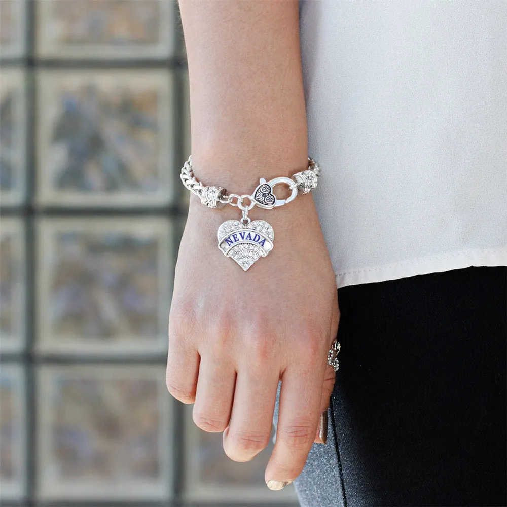 Silver Nevada Pave Heart Charm Braided Bracelet
