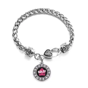 Silver Real Estate Agent Circle Charm Braided Bracelet