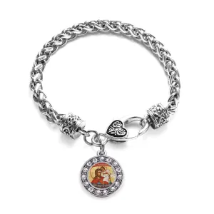 Silver St. Christopher Circle Charm Braided Bracelet