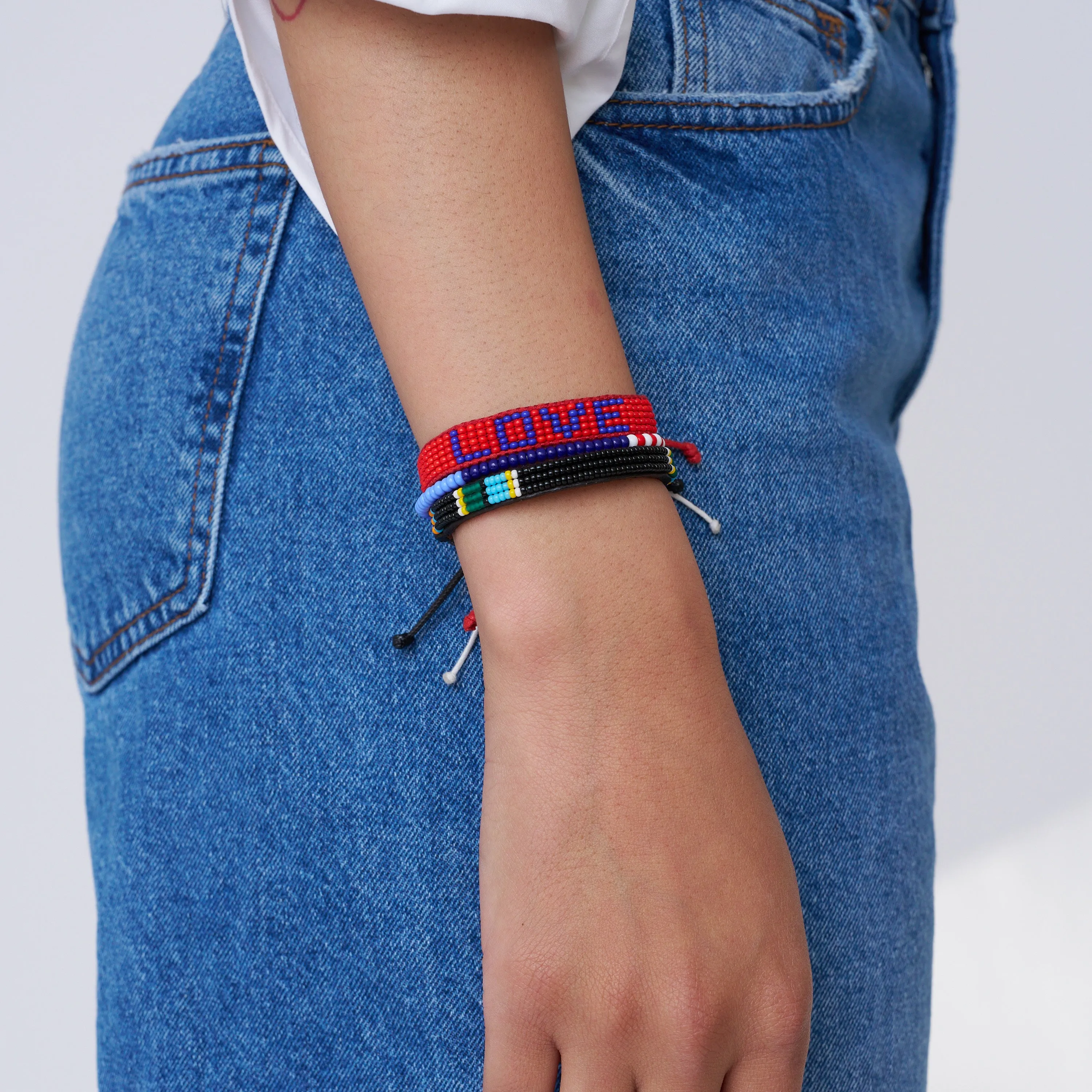 Skinny Stripe Bracelet - Black/Green/Turquoise