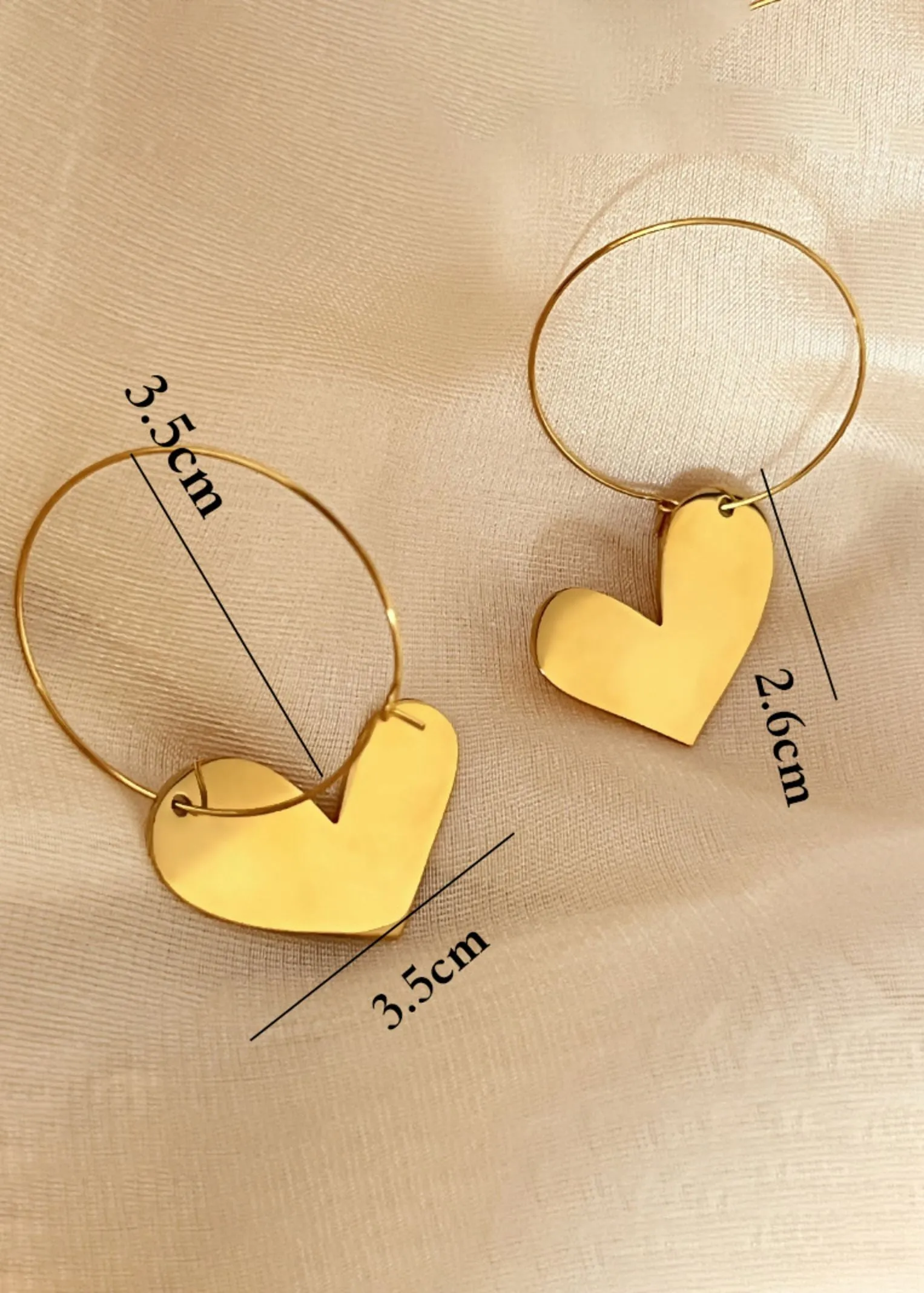 Stainless Steel Lopsided Heart Drop Hoop Earrings