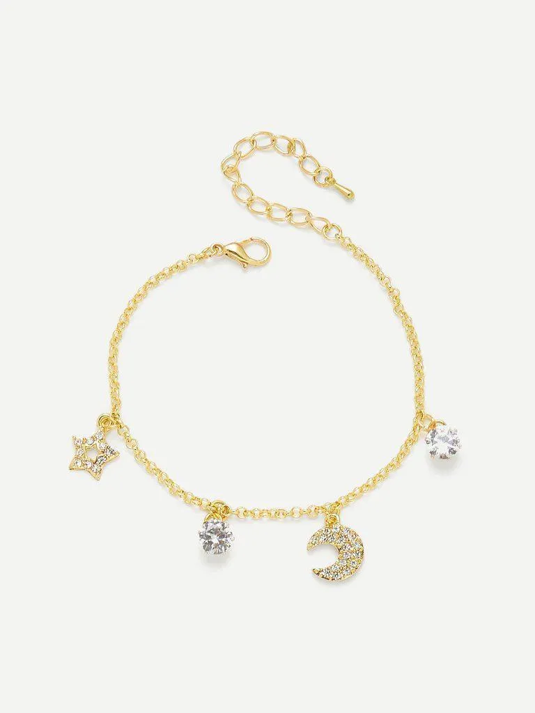 Star & Moon Charm Link Bracelet