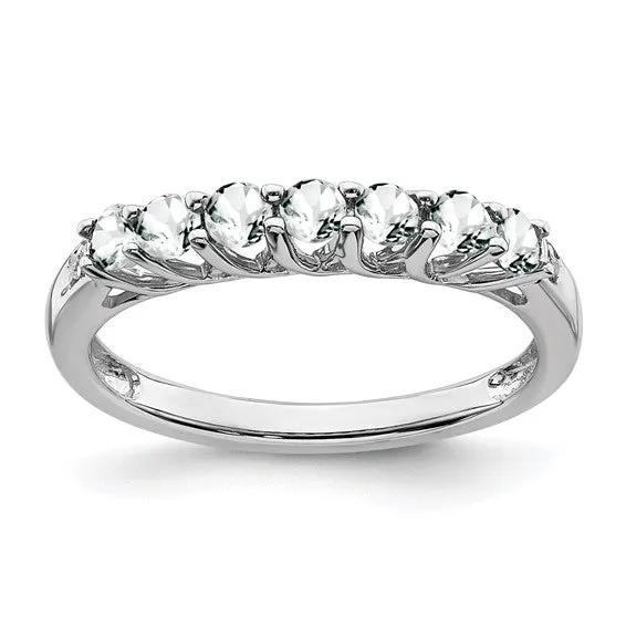 Sterling Silver Gemstone and Diamond 7-stone Ring