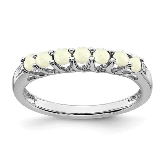 Sterling Silver Gemstone and Diamond 7-stone Ring
