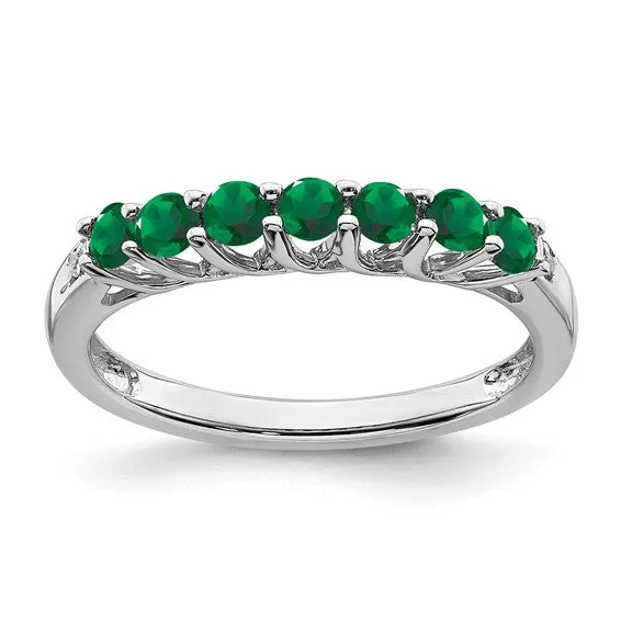 Sterling Silver Gemstone and Diamond 7-stone Ring