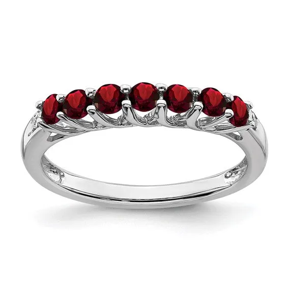 Sterling Silver Gemstone and Diamond 7-stone Ring