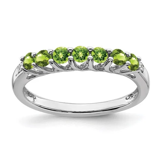 Sterling Silver Gemstone and Diamond 7-stone Ring