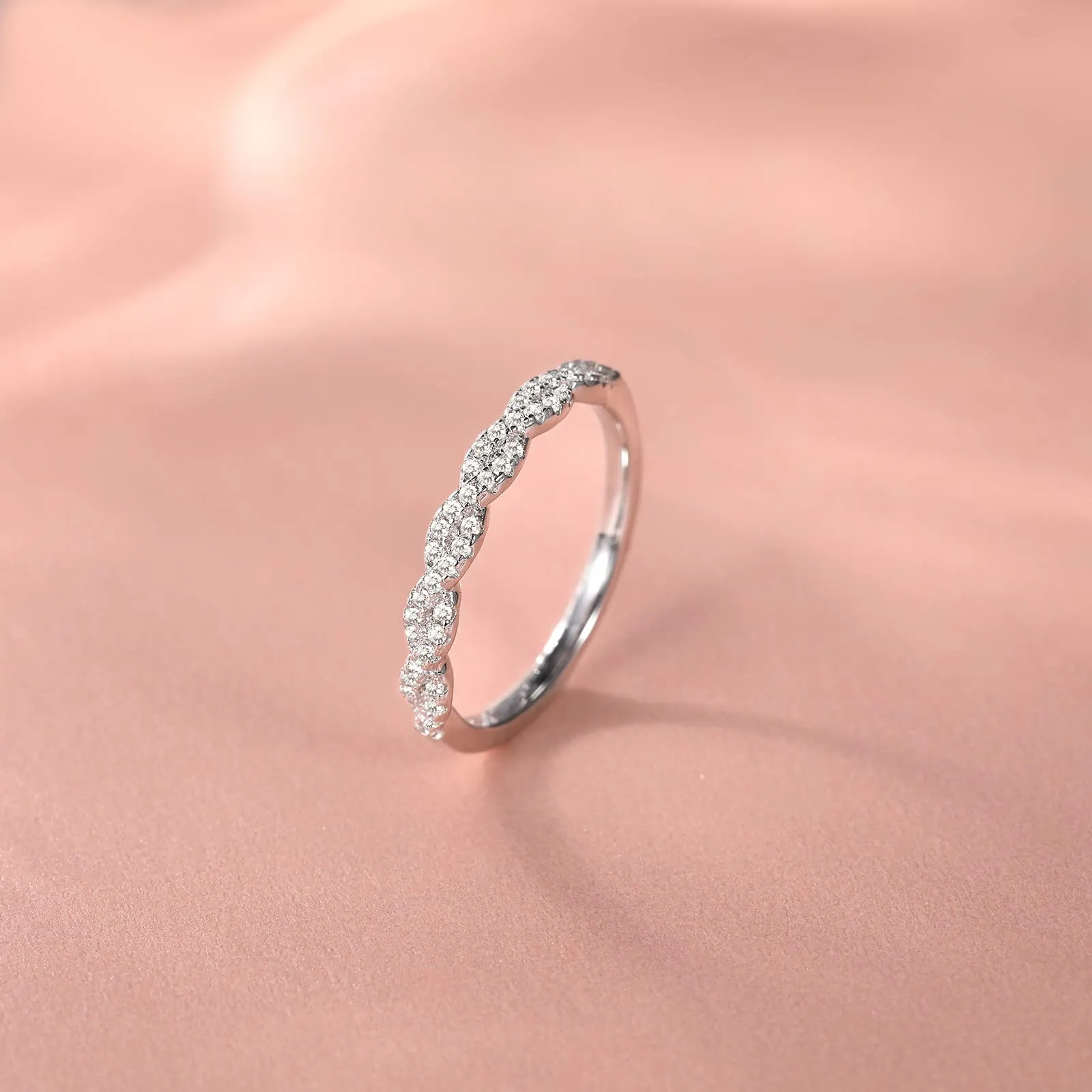 Sterling Silver Twisted Rope Half Eternity Ring