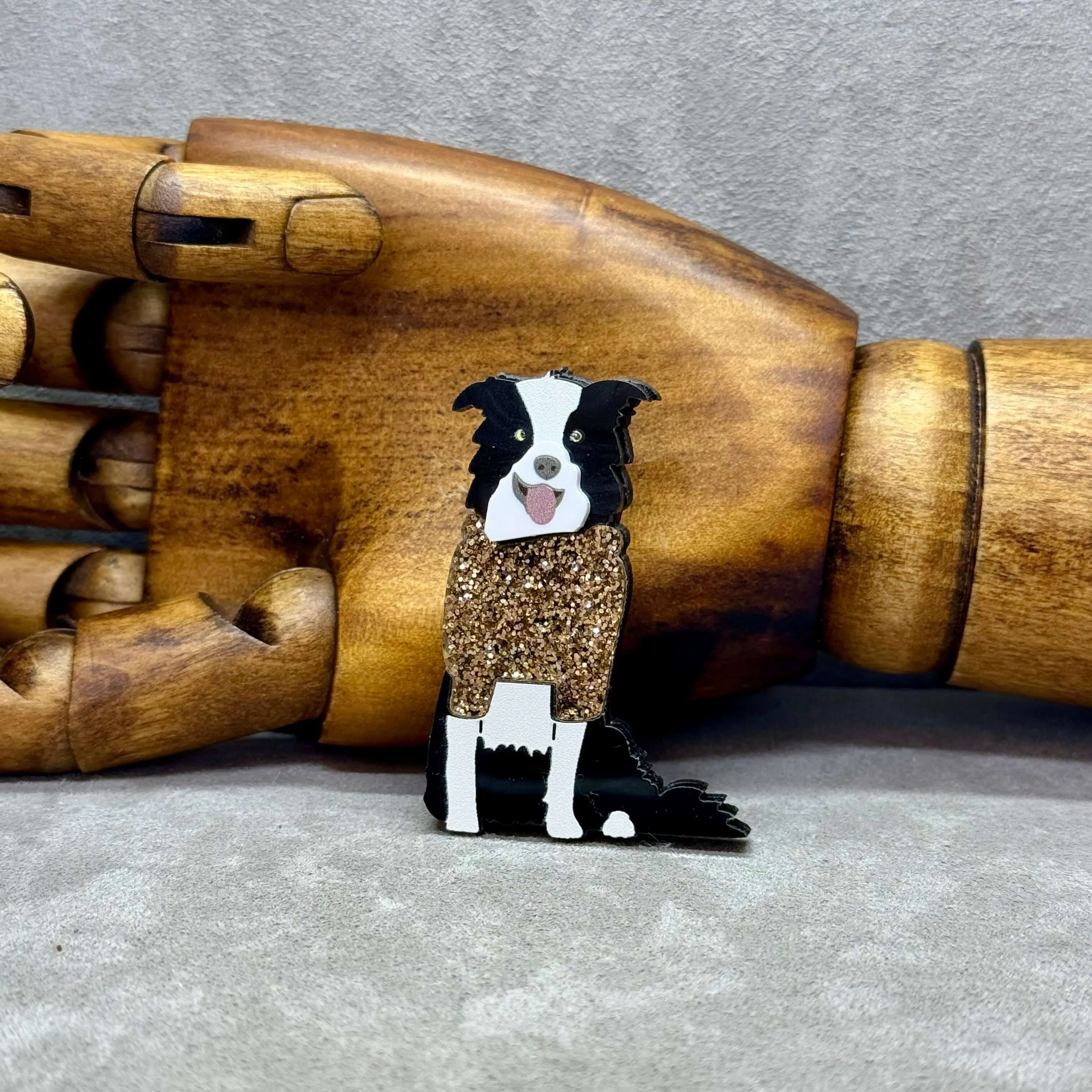 The Border Collie - Acrylic Art Dog Brooch