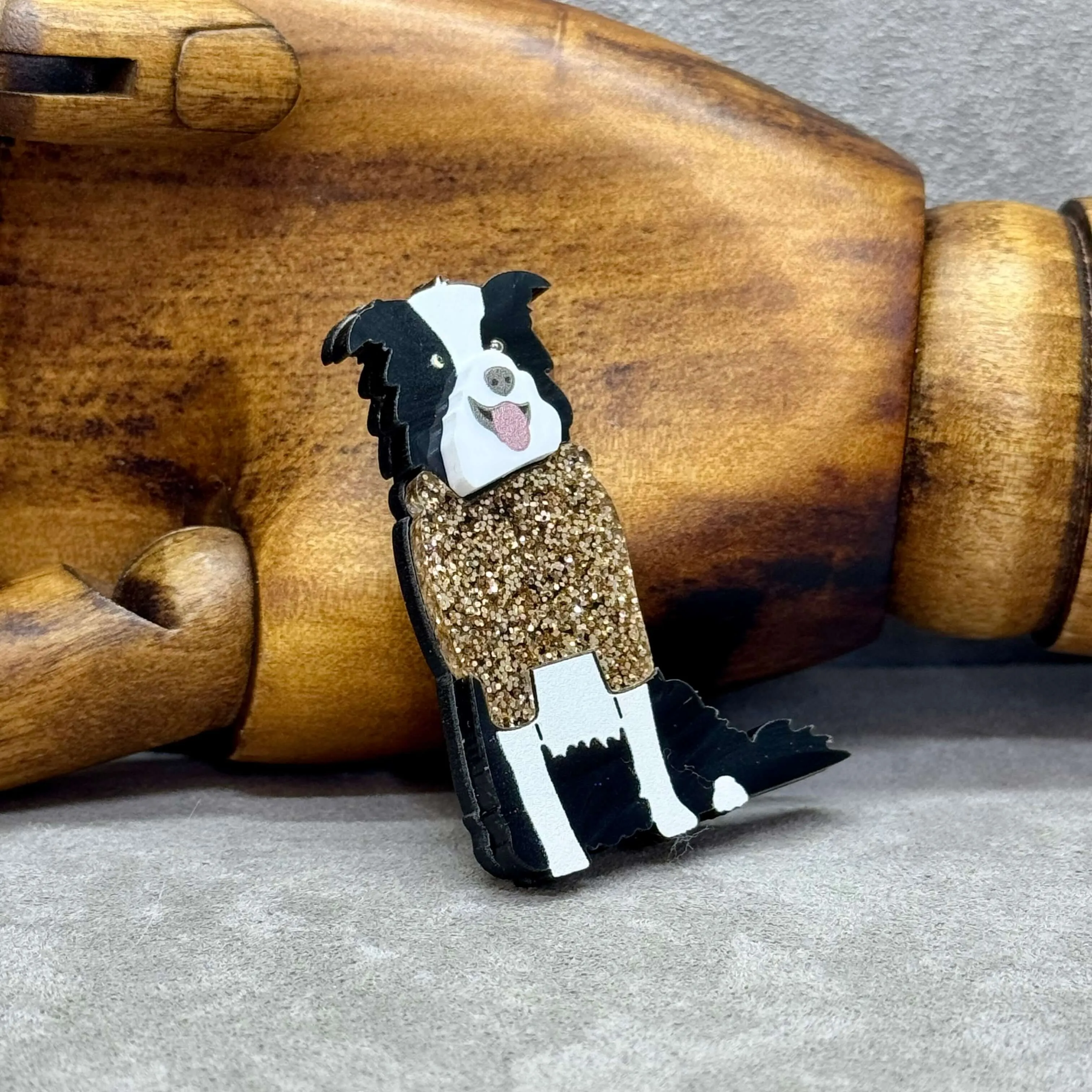 The Border Collie - Acrylic Art Dog Brooch