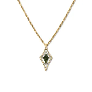 The Knight's Plume Green Moss Agate Necklace