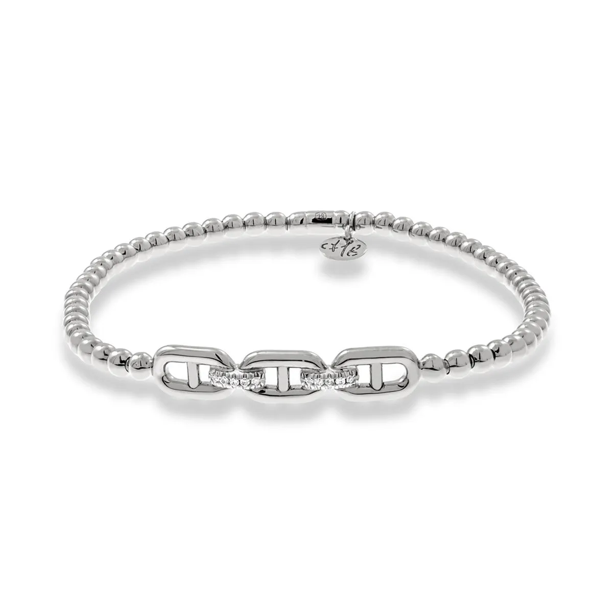 Tresore Gold and Diamond Link Stretch Bracelet