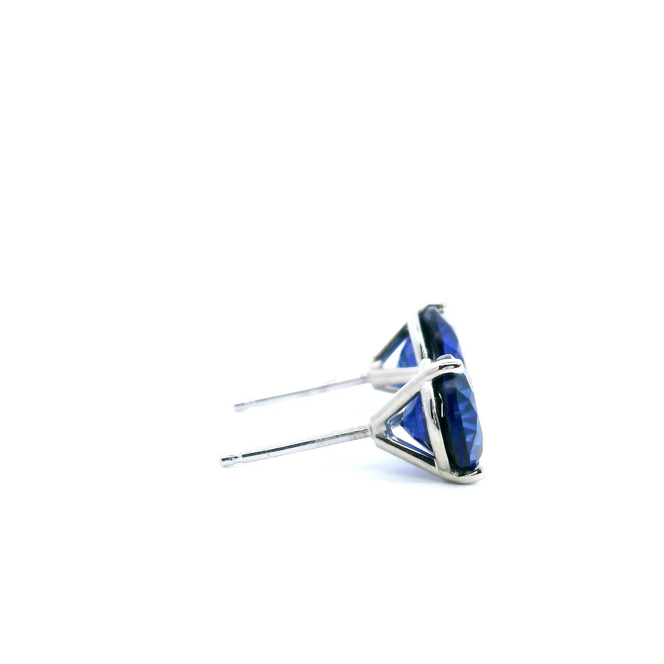 Vibrant Blue Martini Style Sapphire Stud Earrings