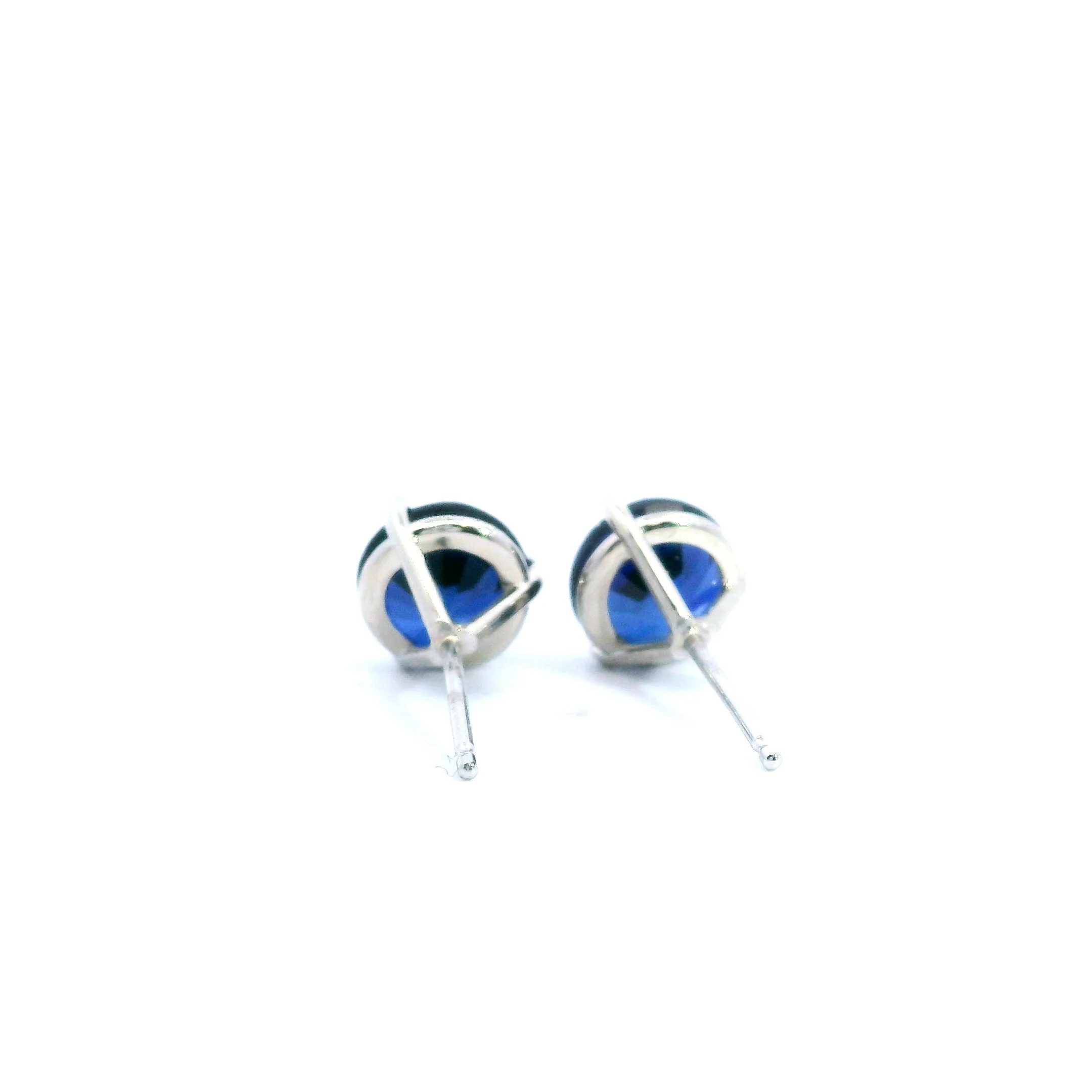 Vibrant Blue Martini Style Sapphire Stud Earrings