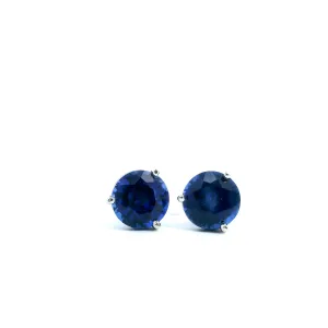 Vibrant Blue Martini Style Sapphire Stud Earrings