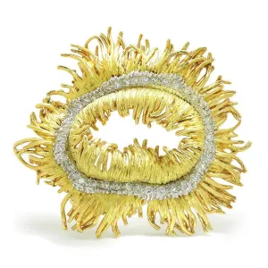 Vintage Diamond Sea Anemone Brooch Pin 18K Gold 1.50ctw