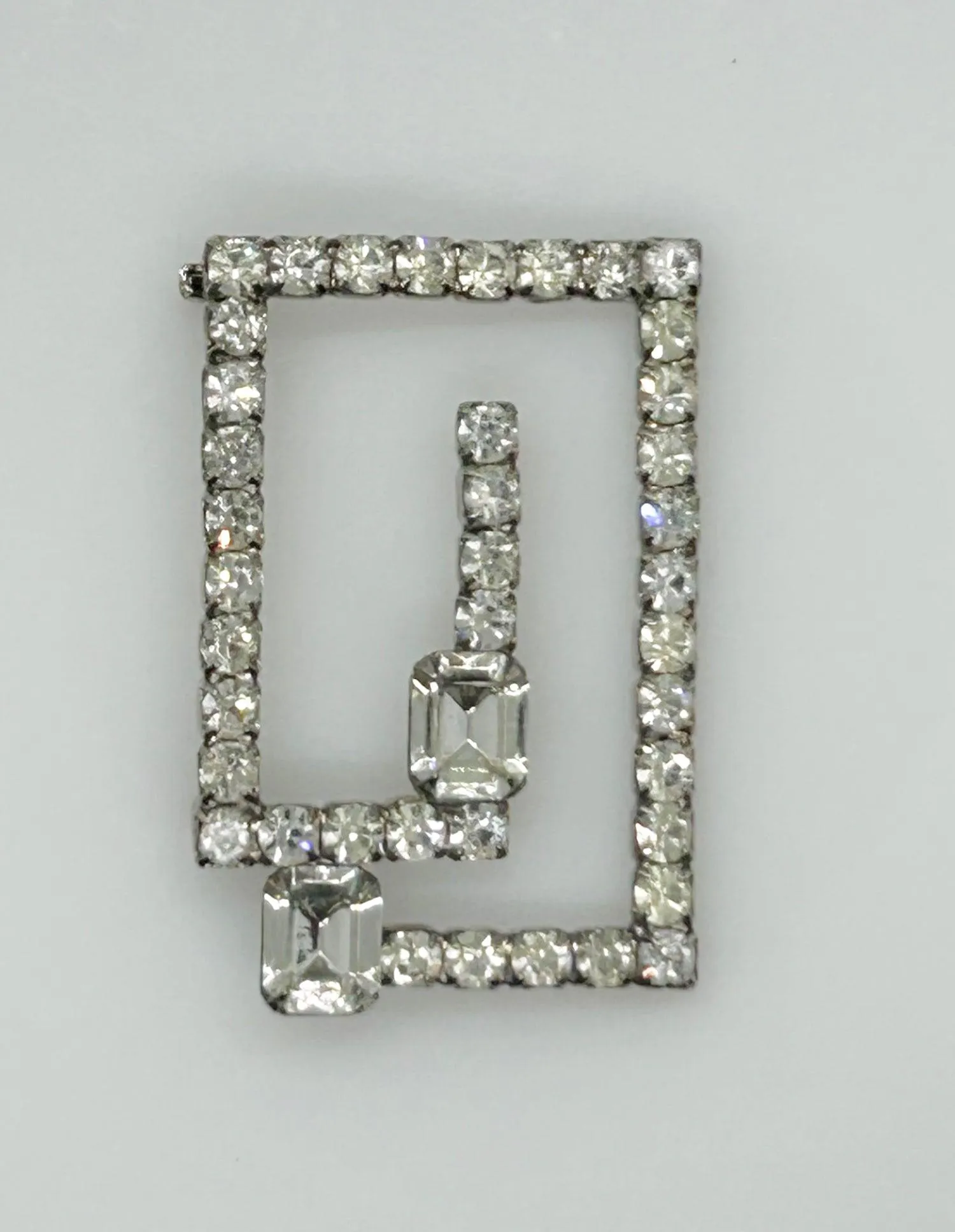 Vintage Rectangular Rhinestone Geometric Brooch