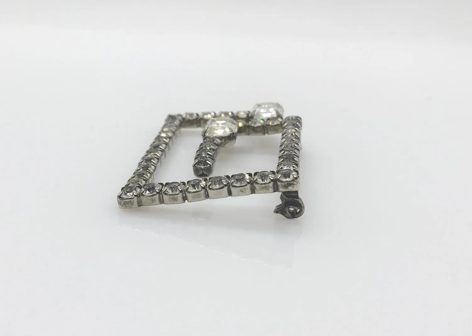 Vintage Rectangular Rhinestone Geometric Brooch