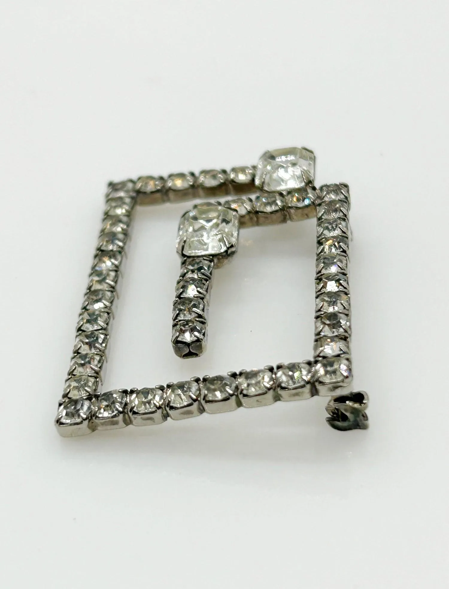 Vintage Rectangular Rhinestone Geometric Brooch