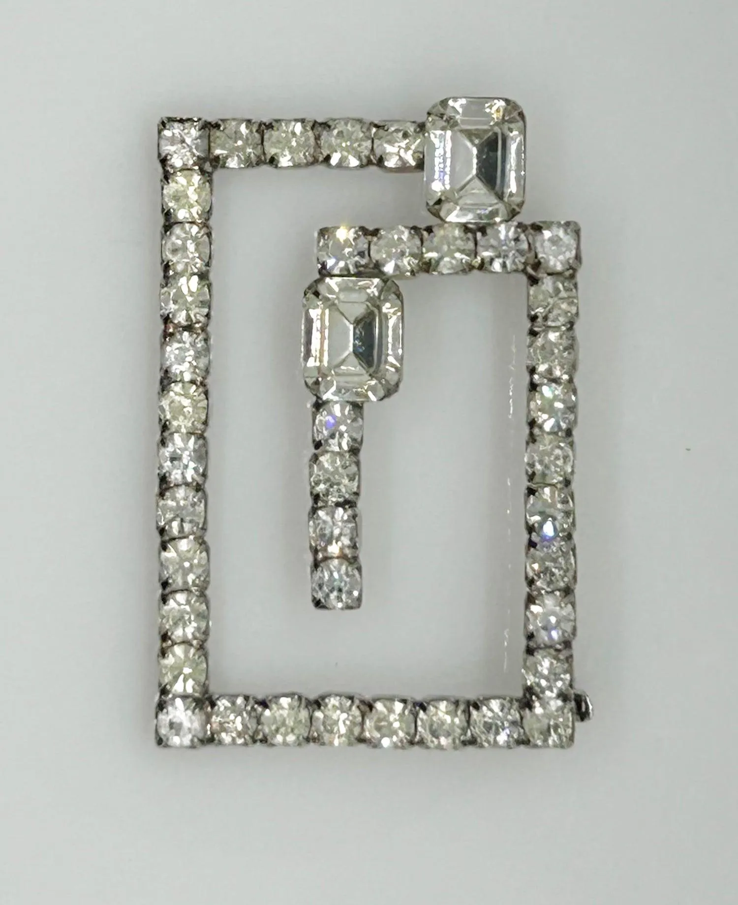 Vintage Rectangular Rhinestone Geometric Brooch