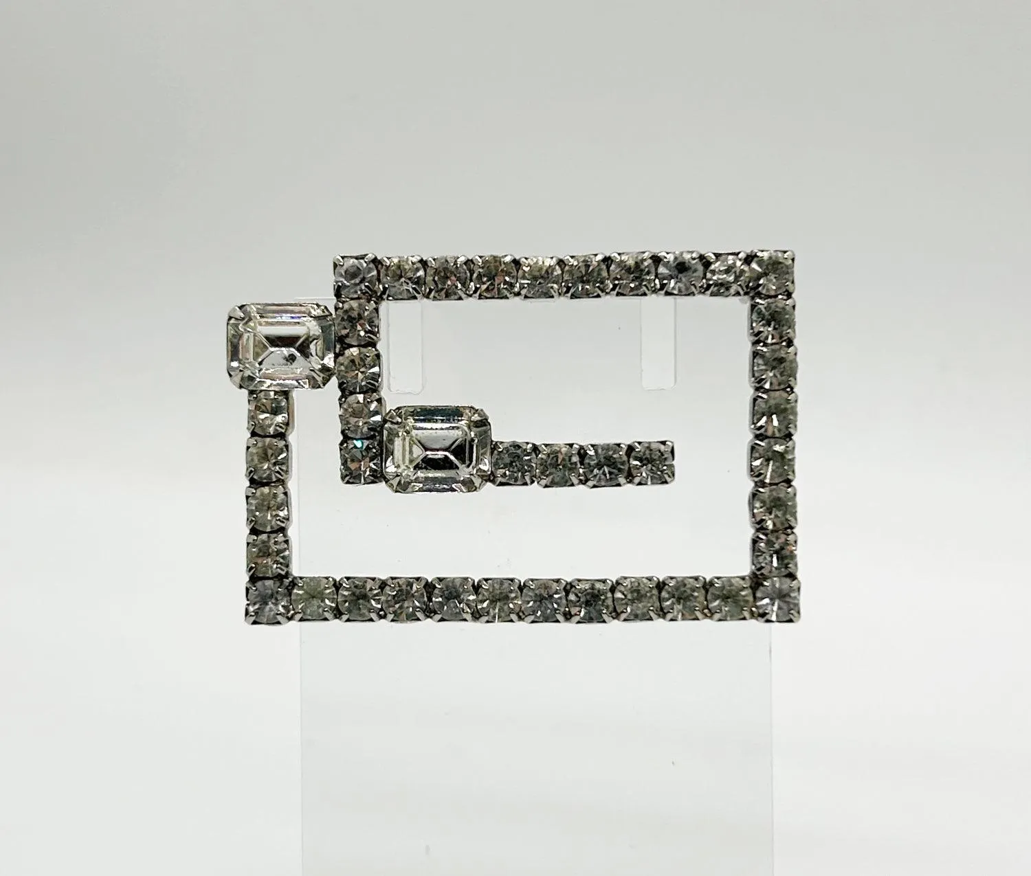 Vintage Rectangular Rhinestone Geometric Brooch