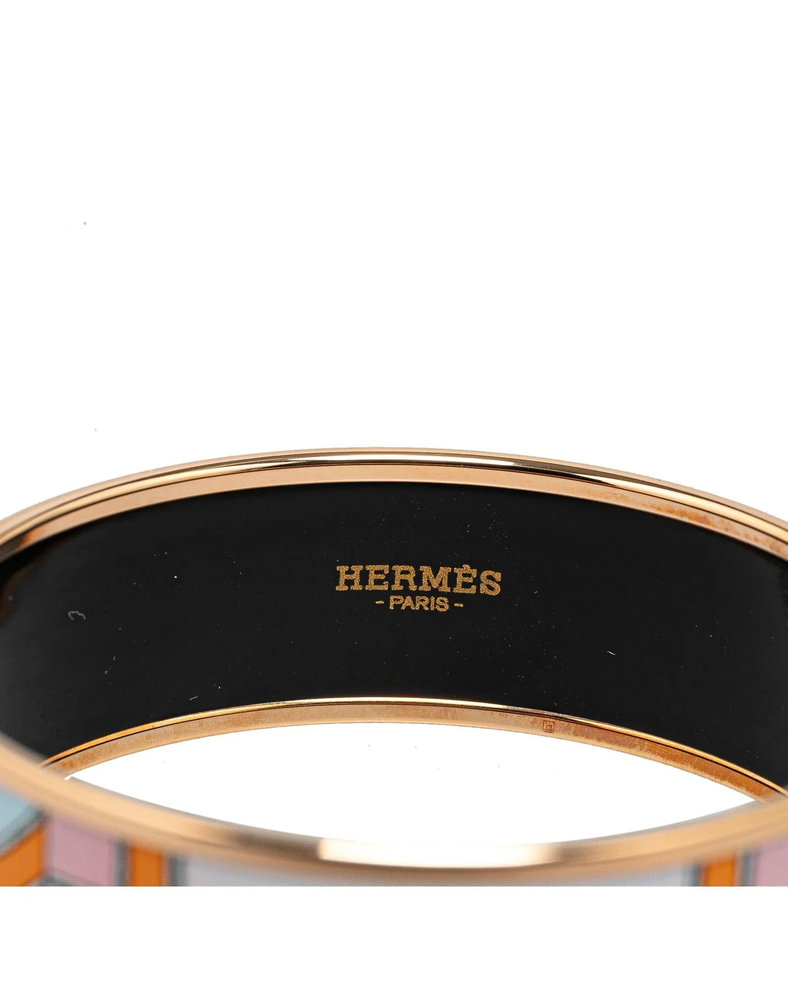 Wide Enamel Bangle with Rose Gold Plating