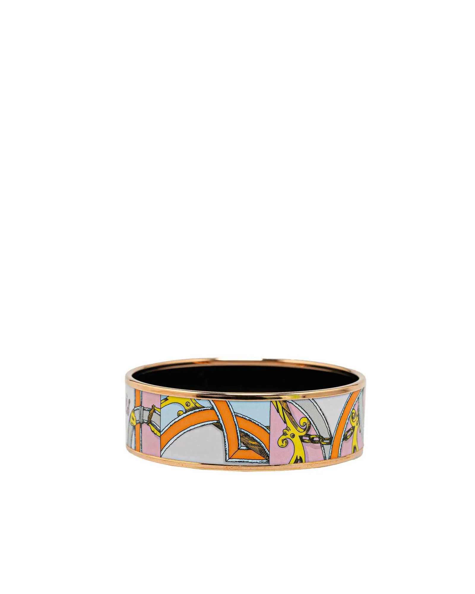 Wide Enamel Bangle with Rose Gold Plating