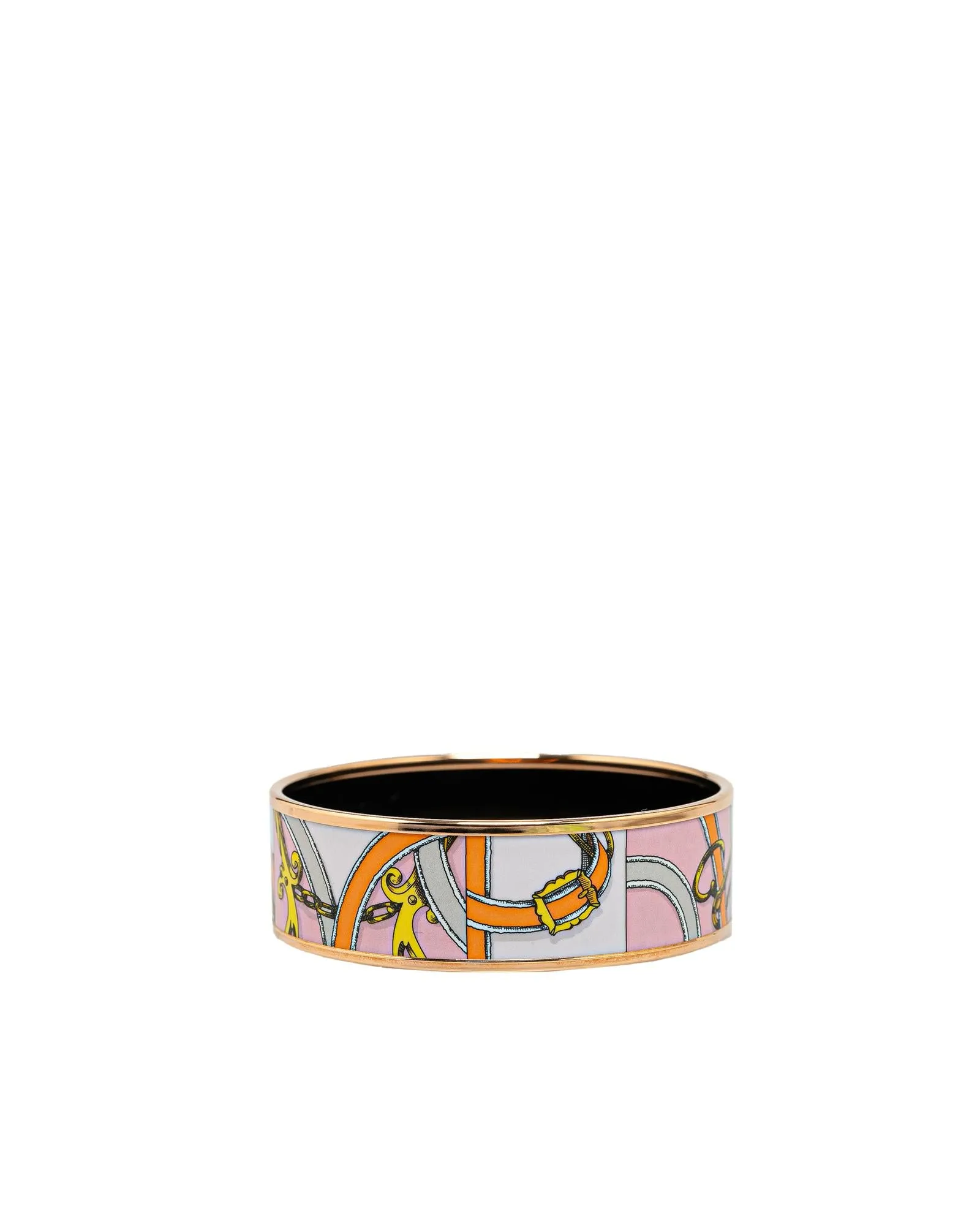 Wide Enamel Bangle with Rose Gold Plating